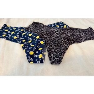 Victoria's Secret Panties Thong Leopard and Lemon Prints set of 2 Size L/170/80A